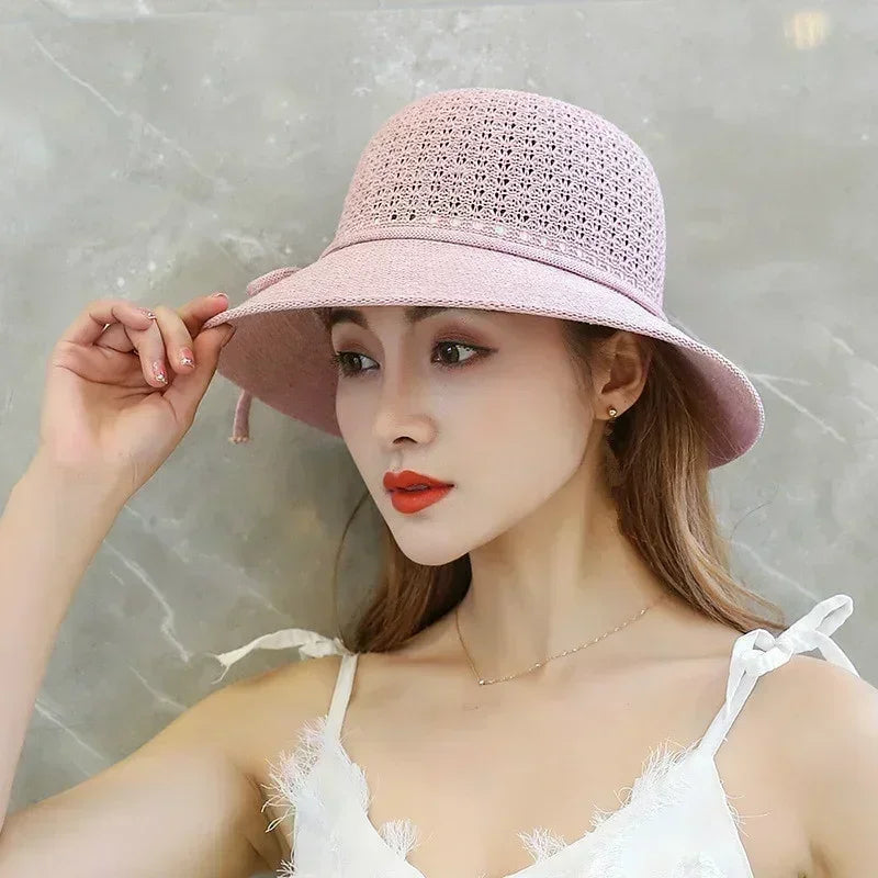 Women Elegant Summer Breathable Outdoor Sun Bucket Hat