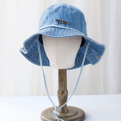 Y2K Cowboy Denim String Hiking Summer Bucket Hat