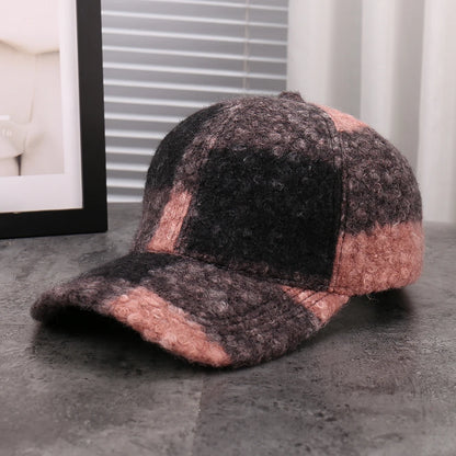Plaid Adjustable Casual Baseball Cap Versatile Windproof Black White
