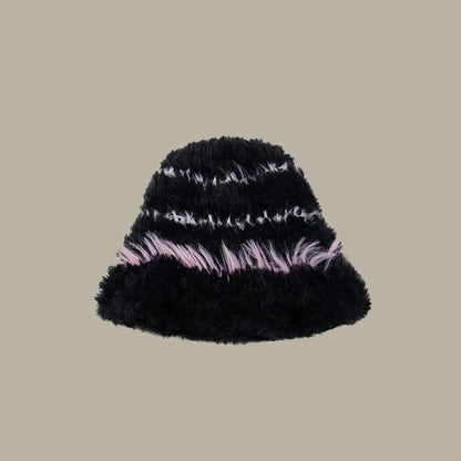 Rabbit Fur Plush Knitted Bucket Hat