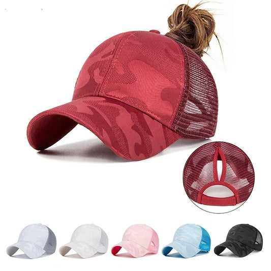 Camouflage Mesh Ponytail Baseball Cap