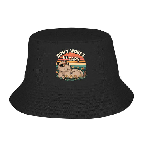 Capybara Dont Worry Be Cappy Bucket Hat