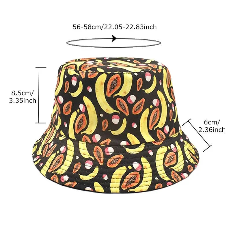 Polyester Cartoon Print Spring Autumn Travel Bucket Hat