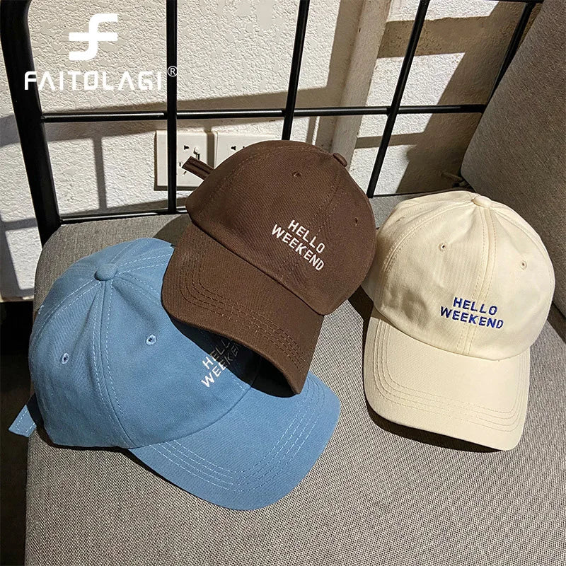 Hello Weekend Embroidered Baseball Cap