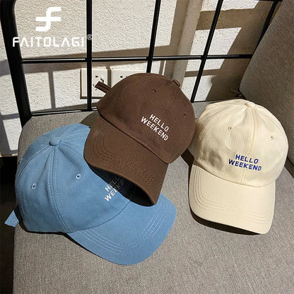 Hello Weekend Embroidered Baseball Cap