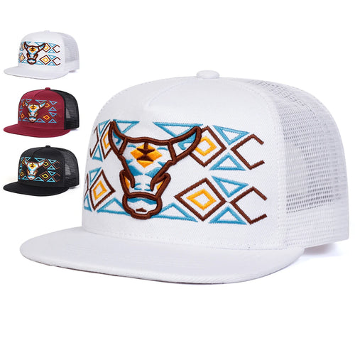Unisex Ox Head Embroidery Baseball Net Hats