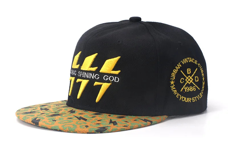 Embroidered Lightning Cotton Hip Hop Snapback Cap