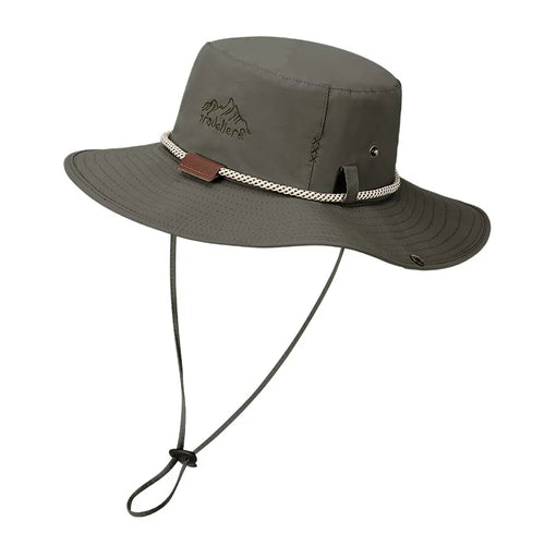 Men Waterproof Leather Chain Bucket Hat