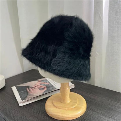 Women's Rabbit Hair Warm Bucket Hat