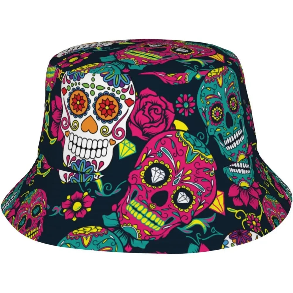 Mexican Skull Printed Bucket Hat