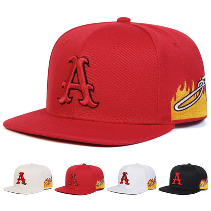 Unisex A Letter Flame Embroidery Hip-hop Hats