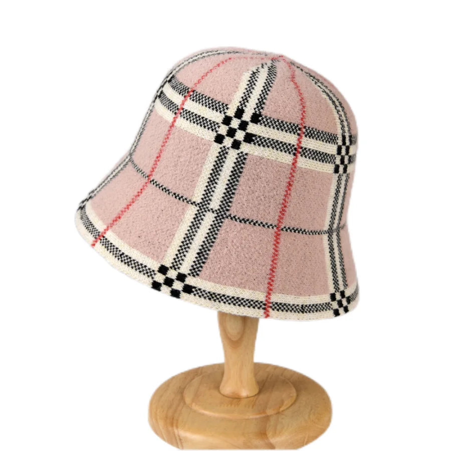 Luxury Velvet Plaid Wool Bucket Hat