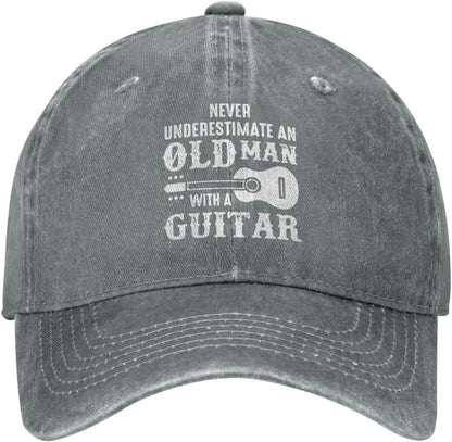 Never Underestimate Old Man With Guitar Baseball Cap