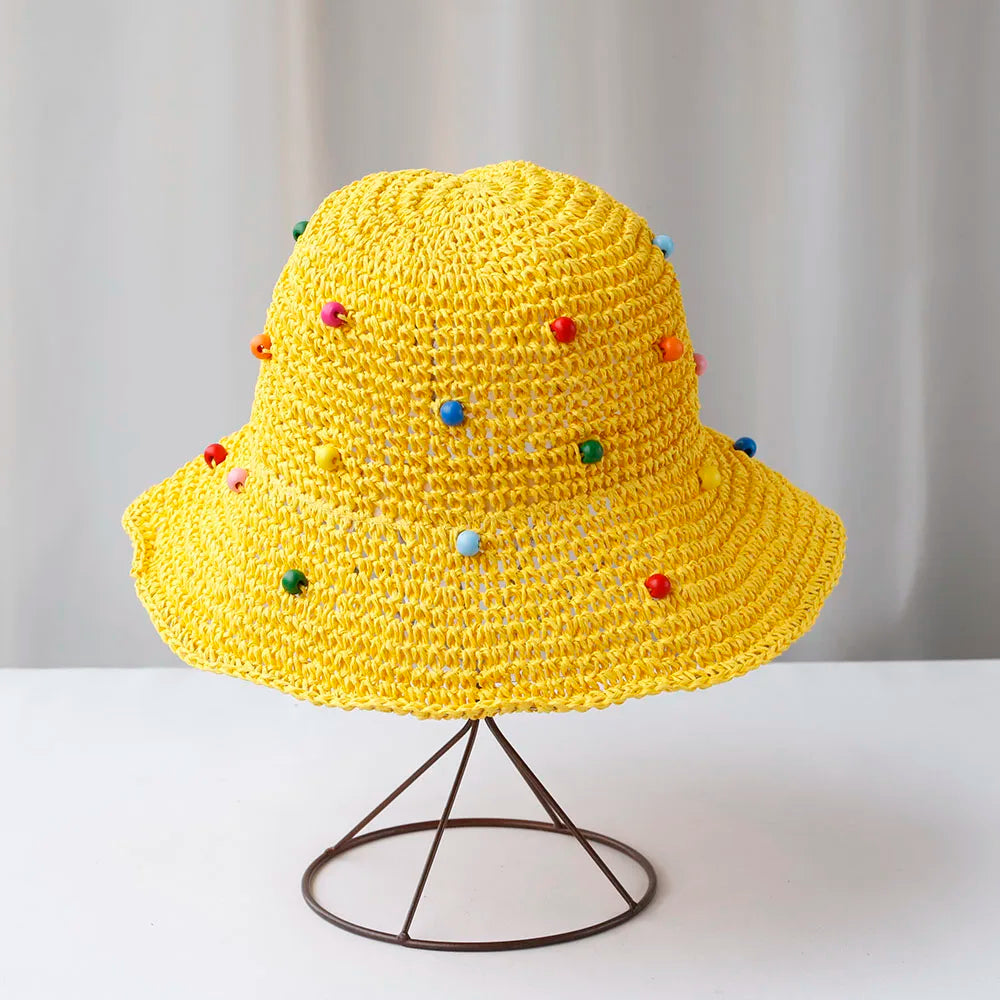 Y2K Womens Wide Large Brim Straw Bucket Hat