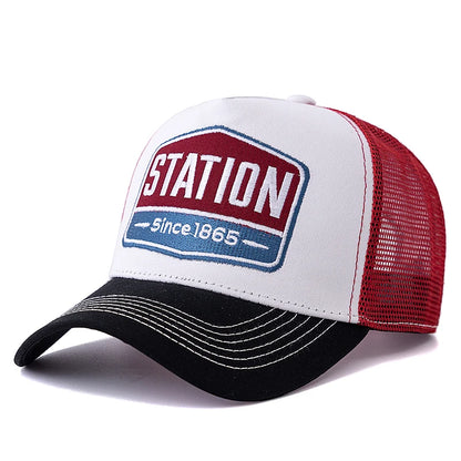 Station Letter Mesh Trucker Baseball Cap