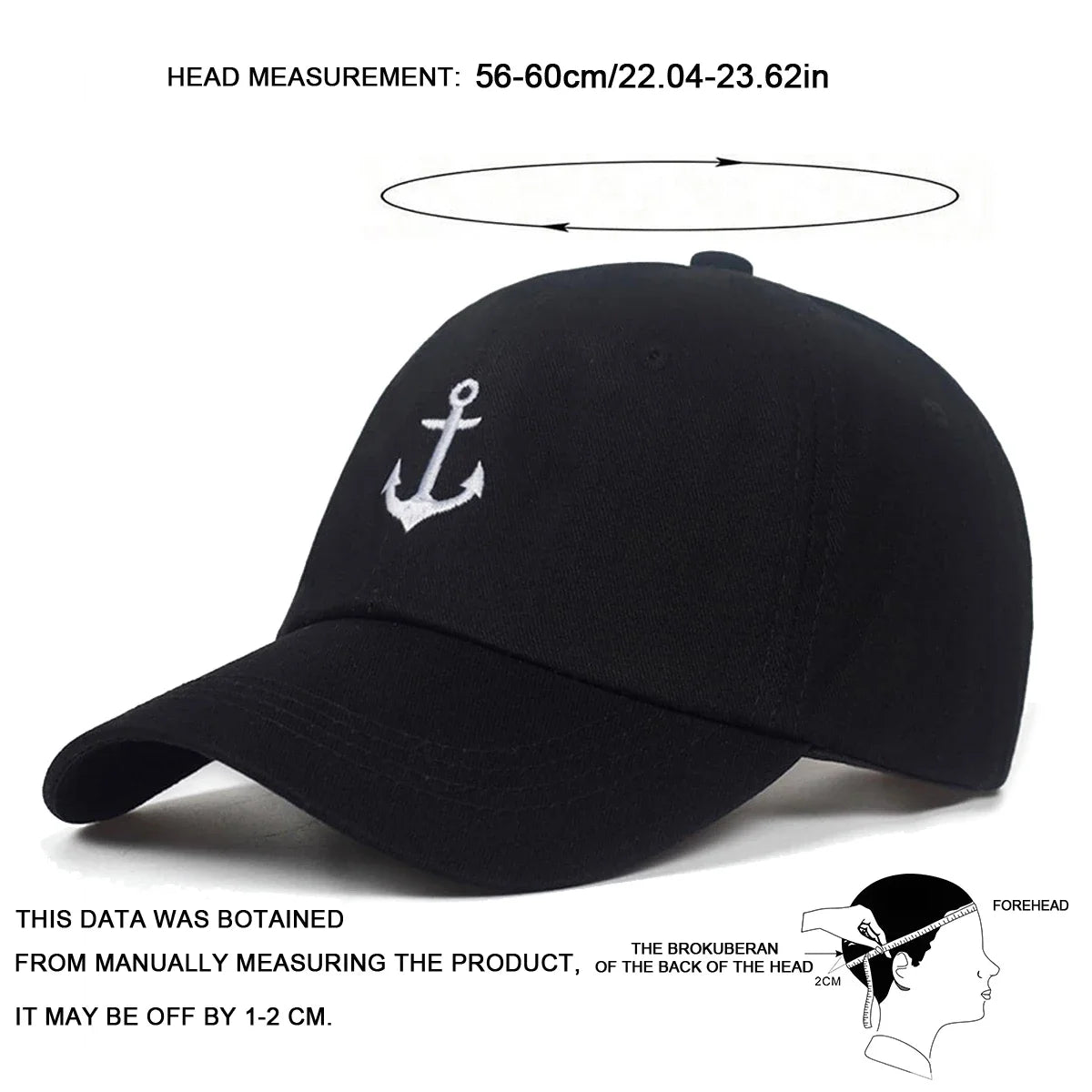 Unisex Ship Anchor Letter Embroidered Casual Baseball Cap