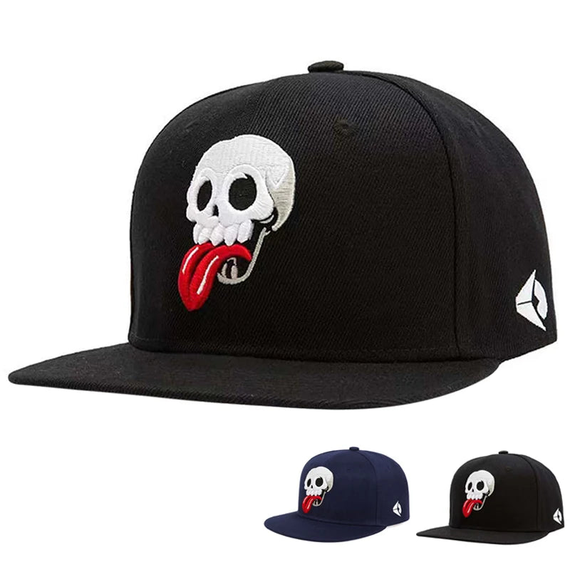 Skeleton Embroidery Hip Hop Snapback Cap