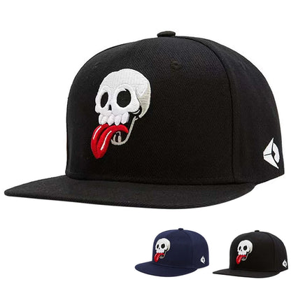Skeleton Embroidery Hip Hop Snapback Cap
