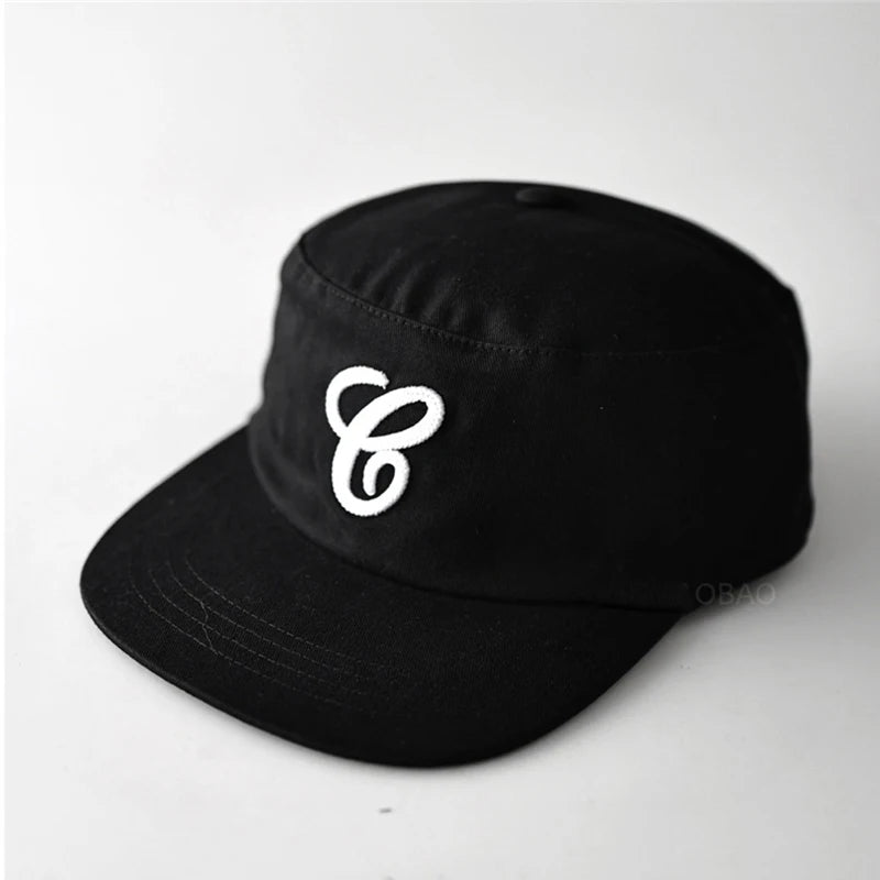 Retro Flat Top Embroidered Letter Hats