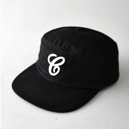 Retro Flat Top Embroidered Letter Hats