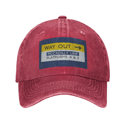 London Underground Way Out Denim Baseball Cap