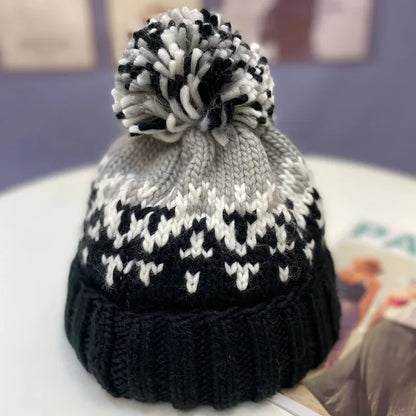 Cute Embroidered Pompom Winter Knit Bucket Hat