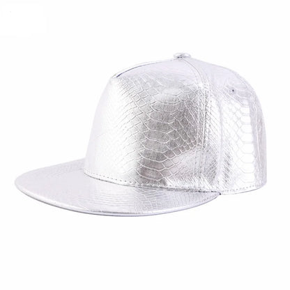 Shiny Crocodile Pattern PU Flat Brim Baseball Cap