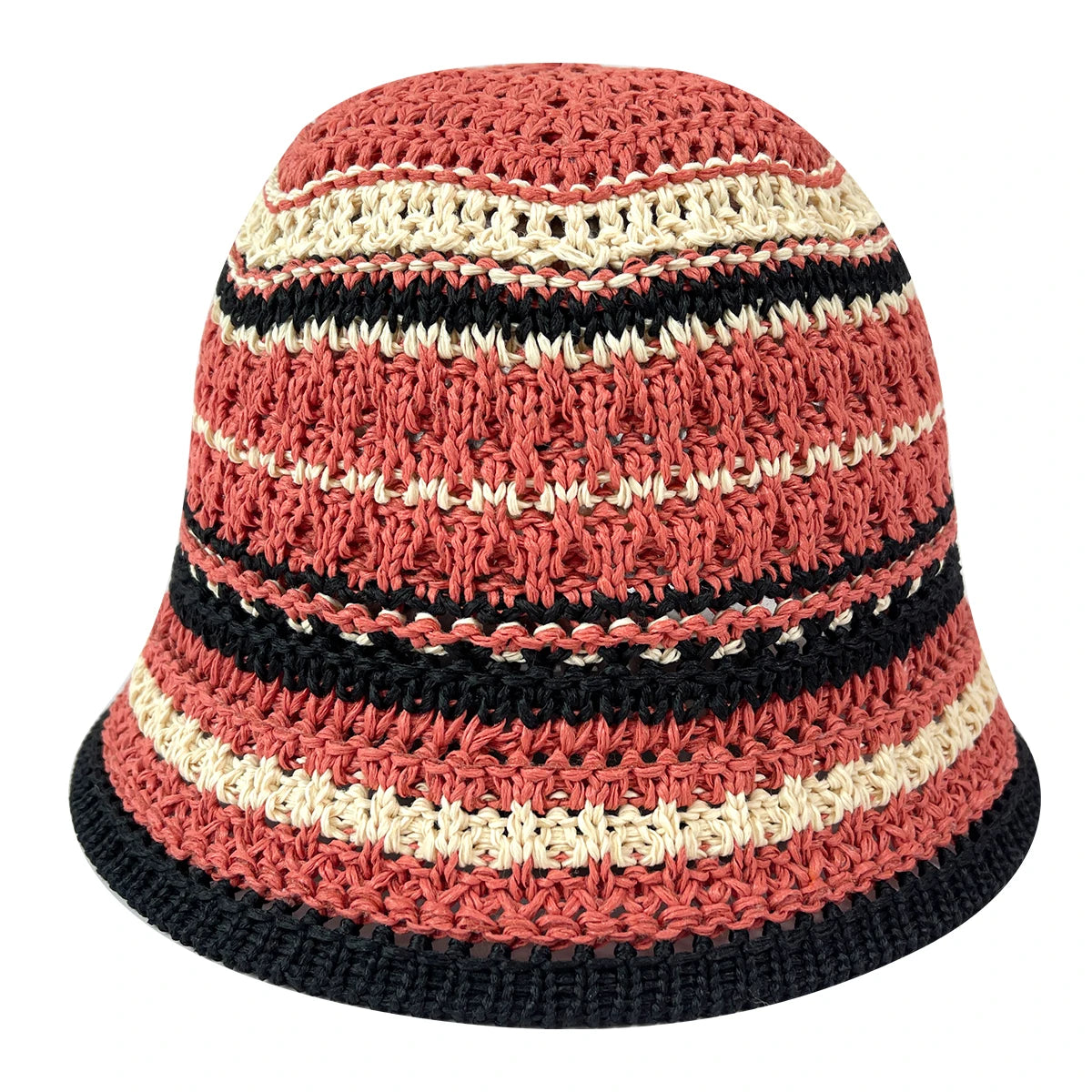 Womens Colorful Striped Knitted Travel Bucket Hat