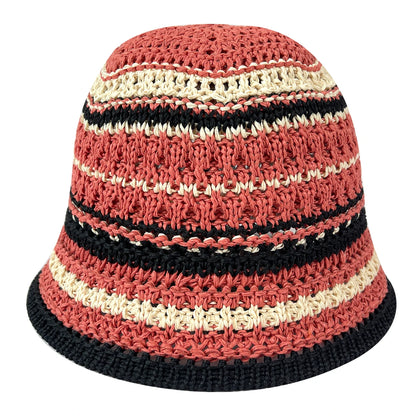 Womens Colorful Striped Knitted Travel Bucket Hat