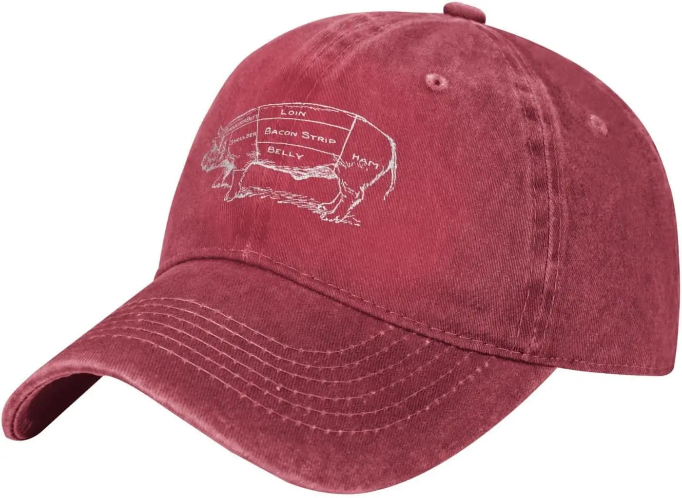 Pig Butcher Chart Distressed Cotton Baseball Cap