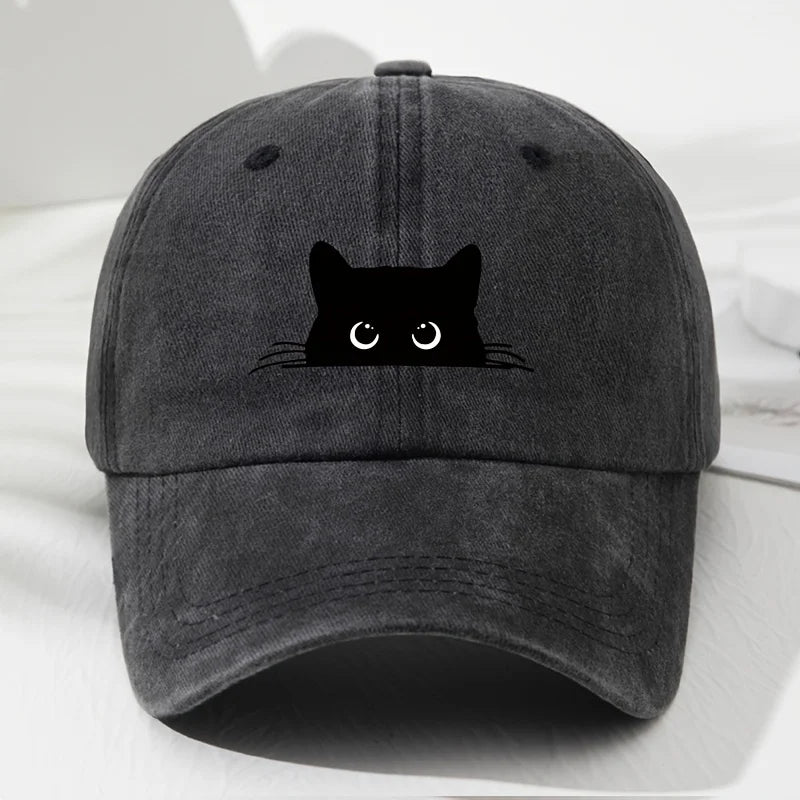 Retro Black Cat Print Baseball Cap