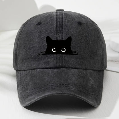 Retro Black Cat Print Baseball Cap