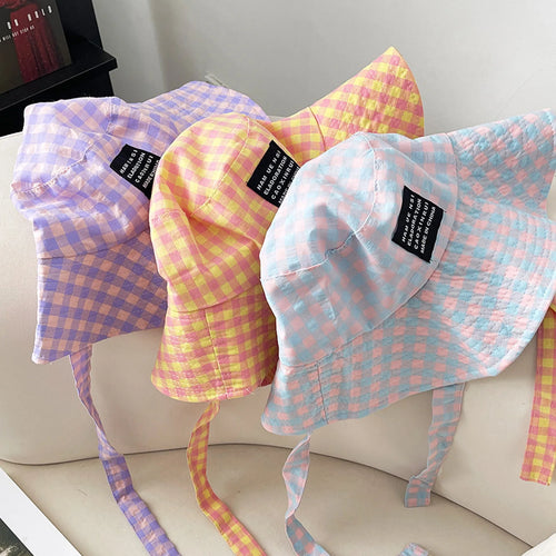 Breathable Grid Strap Summer Bucket Hat