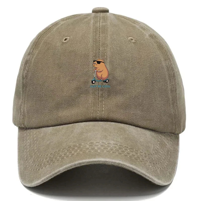 Capybara Cartoon Embroidery Vintage Washed Cotton Baseball Cap