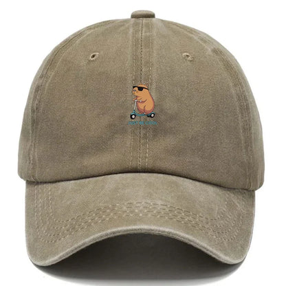 Capybara Cartoon Embroidery Vintage Washed Cotton Baseball Cap