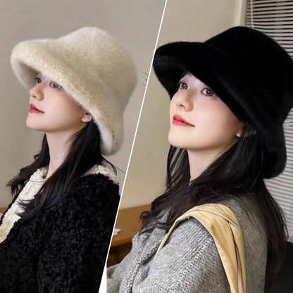 Fluffy Fur Earflap Winter Bucket Hat