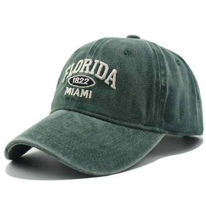 Vintage Washed Florida Embroidery Baseball Cap