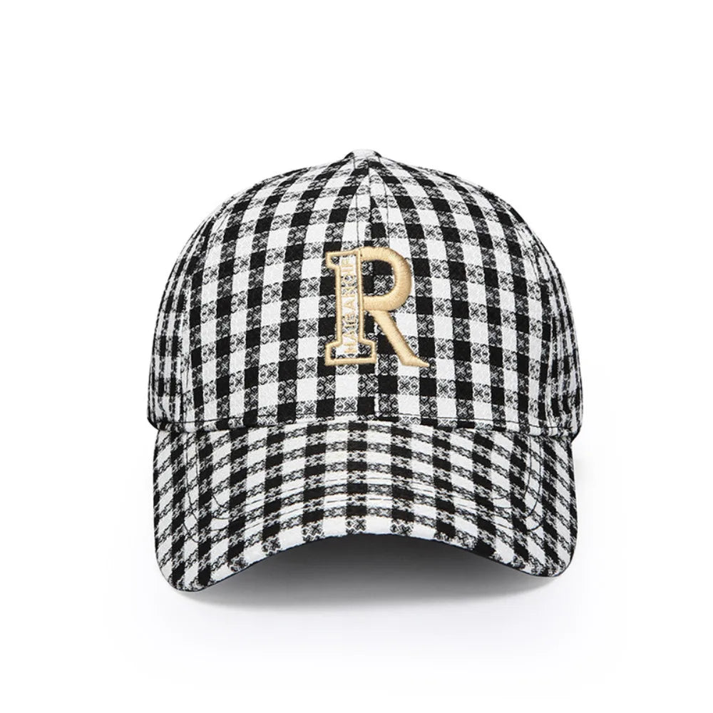 Cotton Stripe Check Baseball Cap