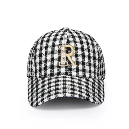 Cotton Stripe Check Baseball Cap