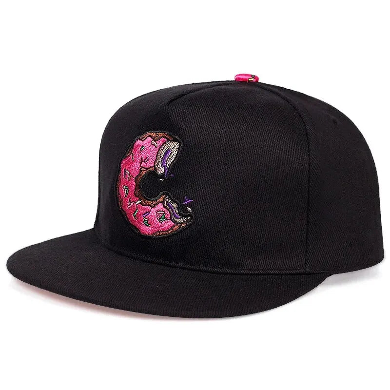 Unisex Doughnut Embroidery Street Snapback Cap