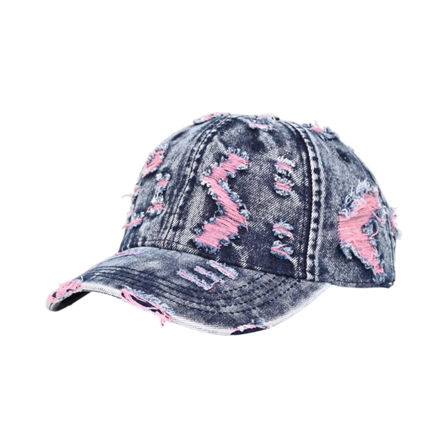 Retro Frayed Denim Adjustable Distressed Baseball Cap