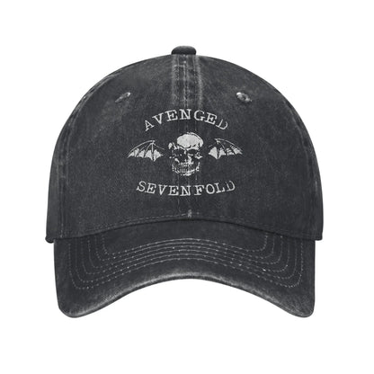 Avenged Sevenfold Skull Distressed Denim Baseball Cap