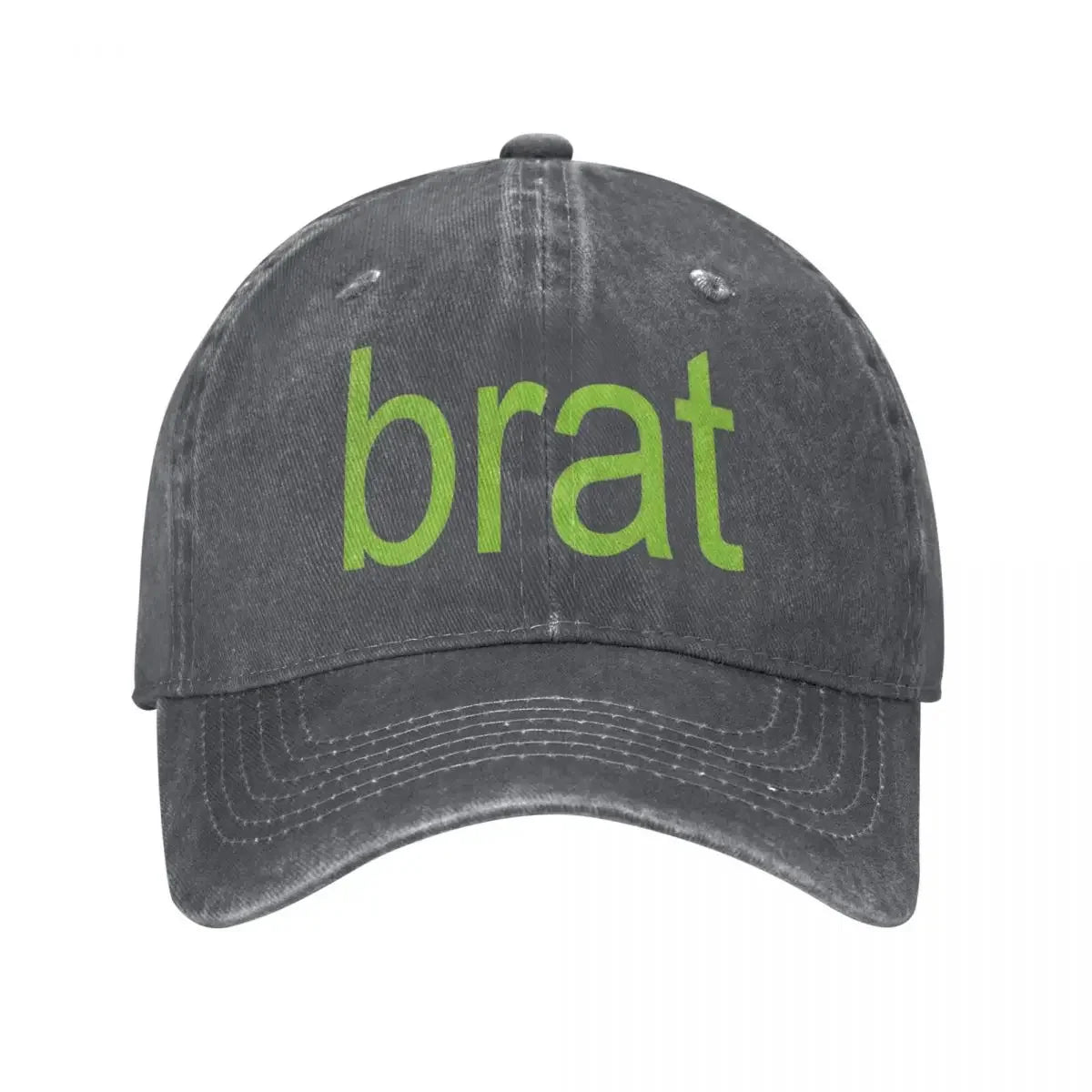 Brat Green Distressed Denim Baseball Cap