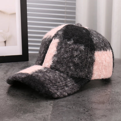 Plaid Adjustable Casual Baseball Cap Versatile Windproof Black White