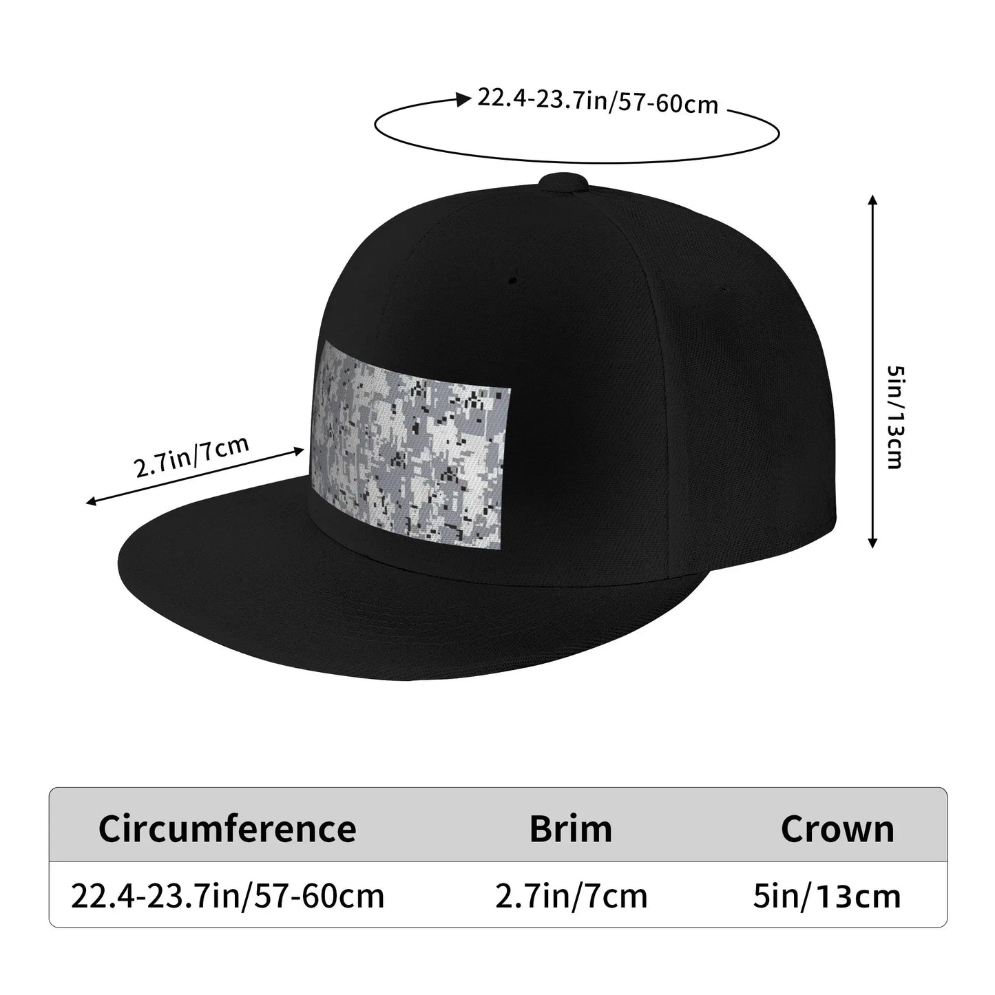Black White Camouflage Snapback Cap