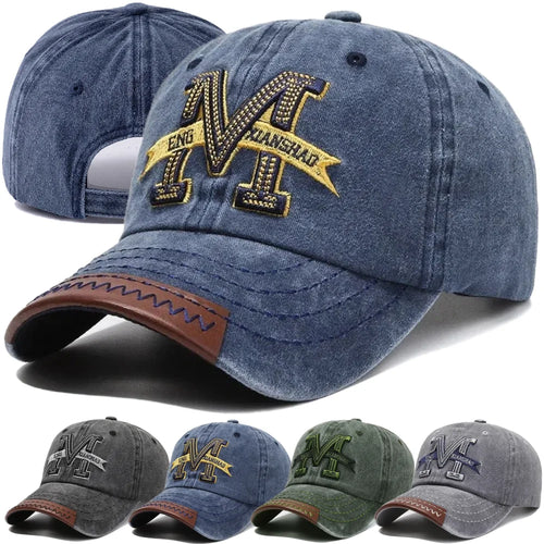 Vintage M Letter Embroidered Baseball Cap