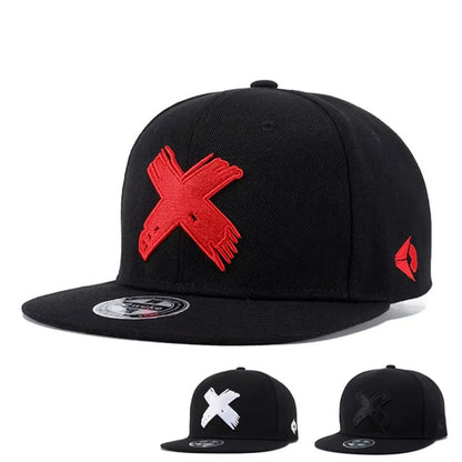 Simple Letter X Embroidery Hip Hop Snapback Cap
