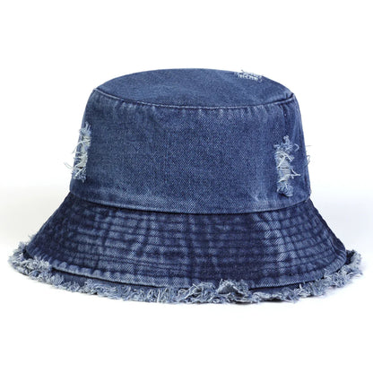 Unisex Solid Color Distressed Cowboy Bucket Hats
