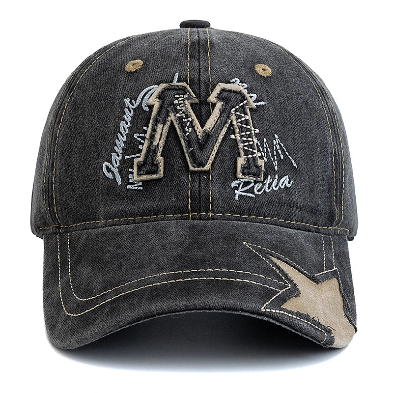 Retro M Letter Embroidery Baseball Cap Unisex