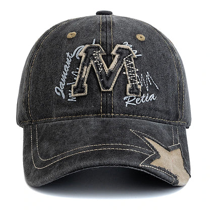 Retro M Letter Embroidery Baseball Cap Unisex